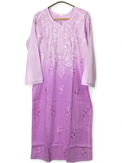 PURPLE DOBBY COTTON DUAL SHADE LONG KURTA