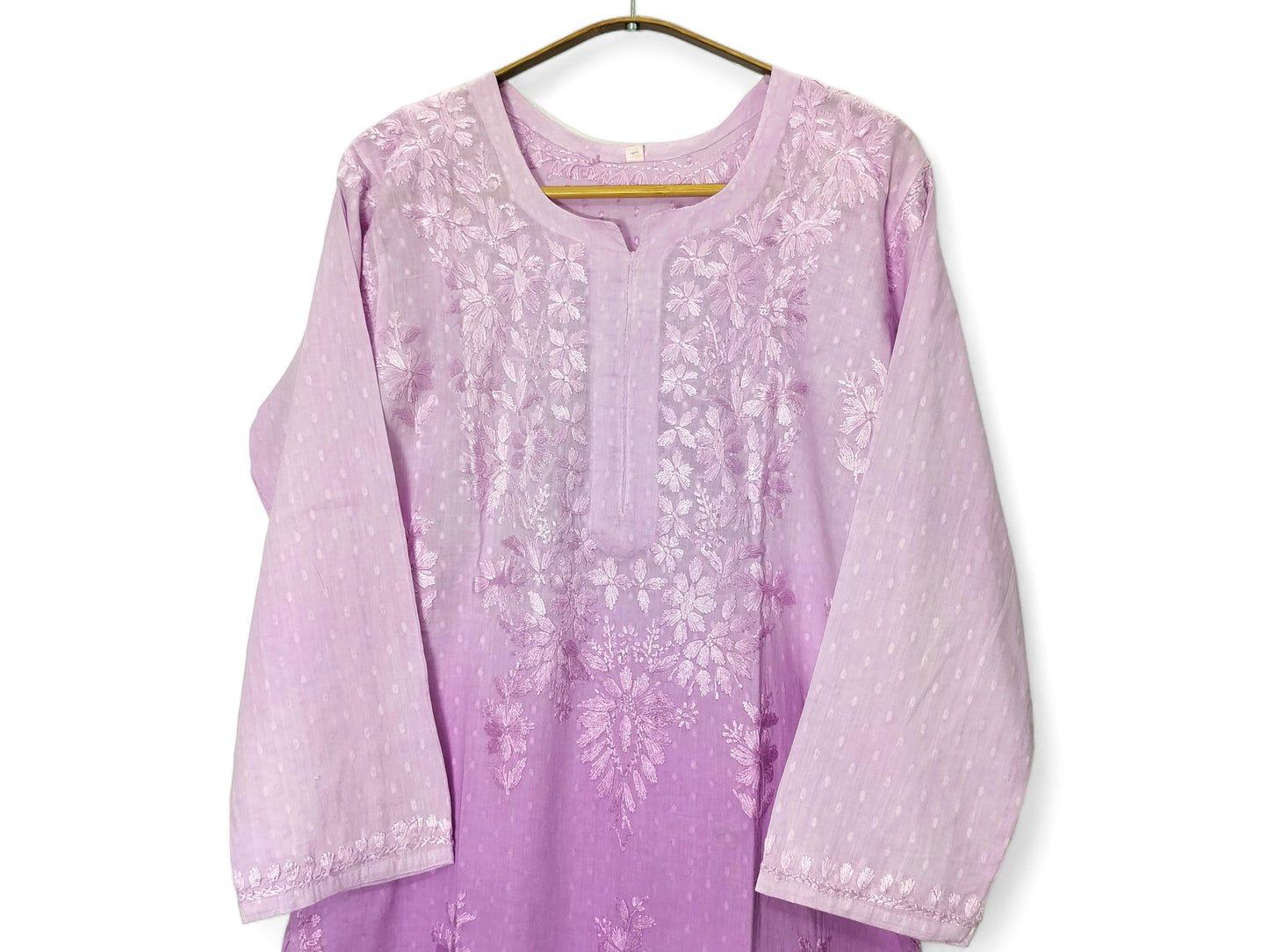 PURPLE DOBBY COTTON DUAL SHADE LONG KURTA