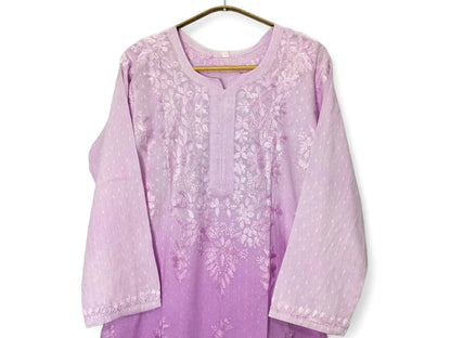 PURPLE DOBBY COTTON DUAL SHADE LONG KURTA