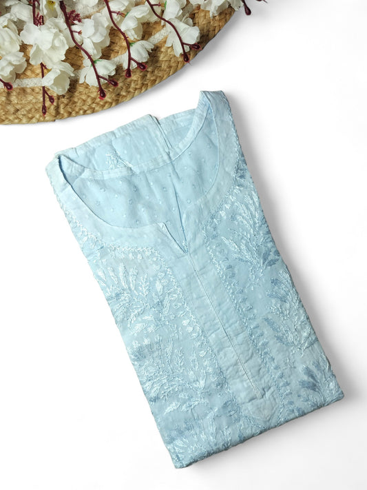 PASTEL BLUE DOBBY COTTON SHORT KURTA