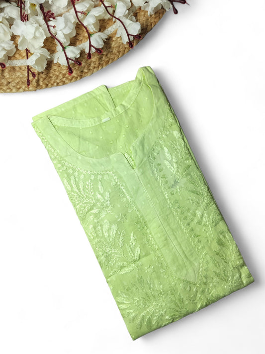 PASTEL GREEN DOBBY COTTON SHORT KURTA