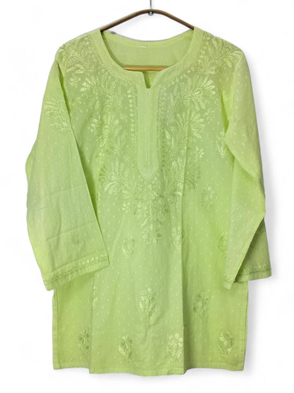 PASTEL GREEN DOBBY COTTON SHORT KURTA