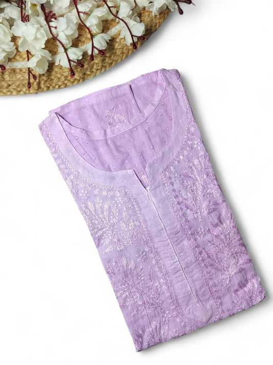 LAVENDER DOBBY COTTON SHORT KURTA