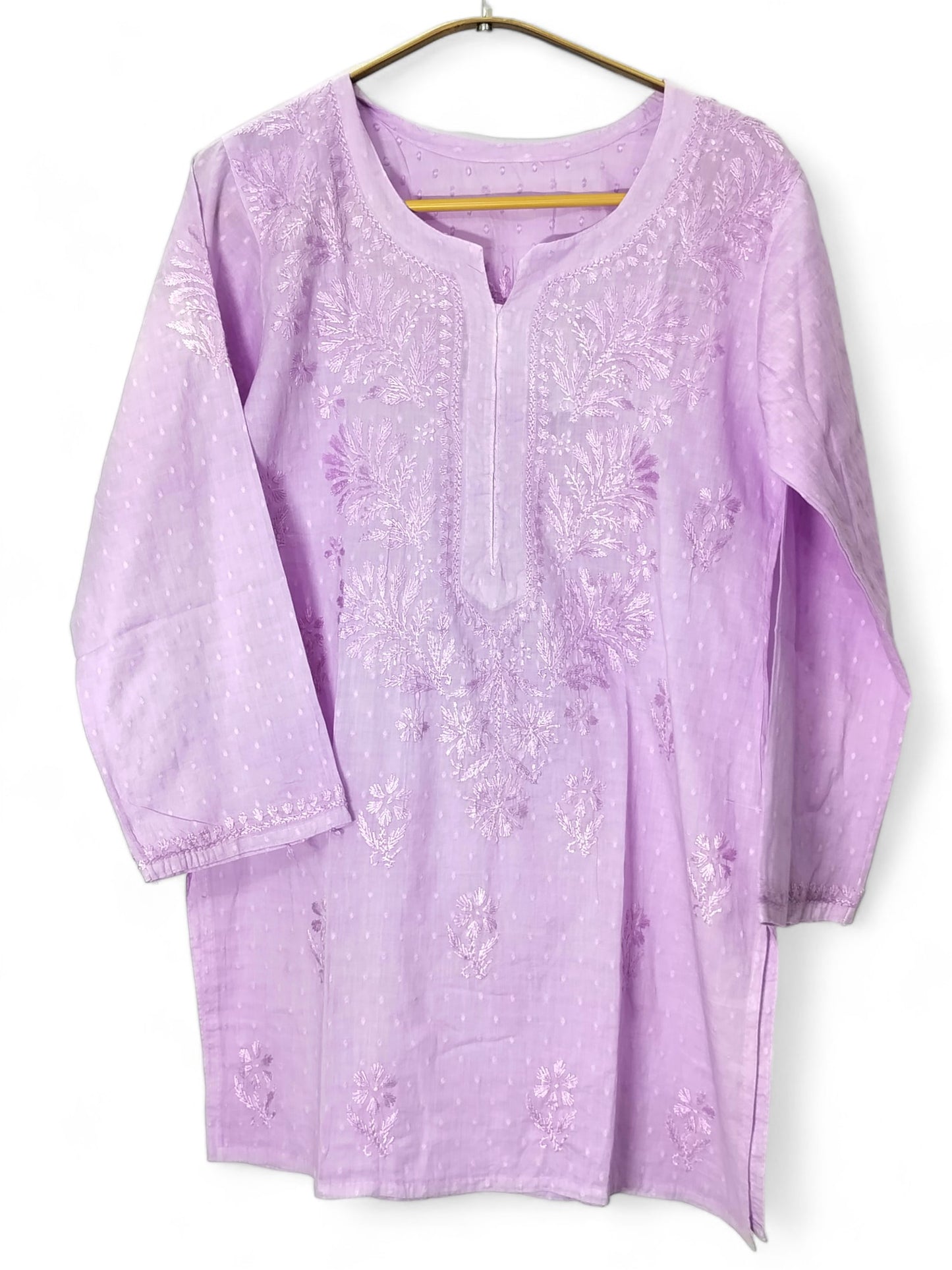 LAVENDER DOBBY COTTON SHORT KURTA