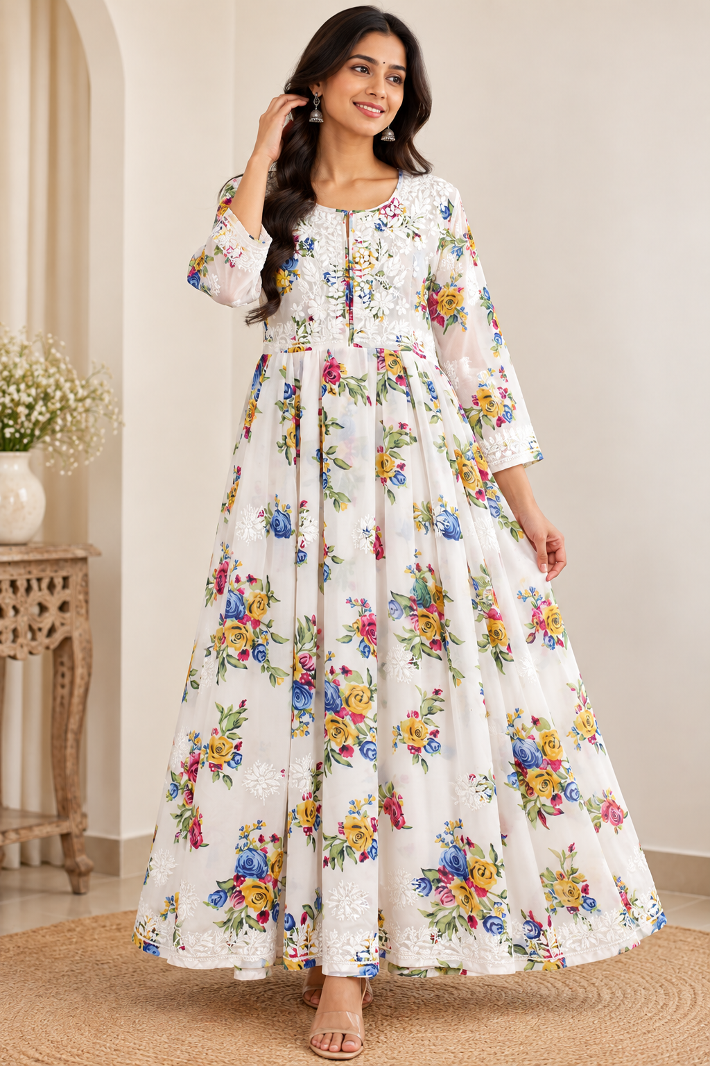 INAYA WHITE GEORGETTE DRESS