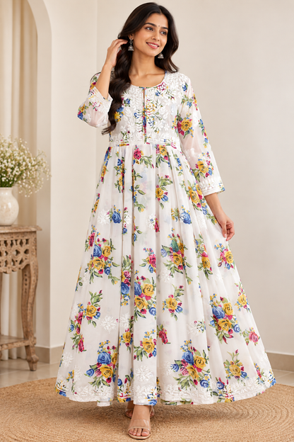 INAYA WHITE GEORGETTE DRESS