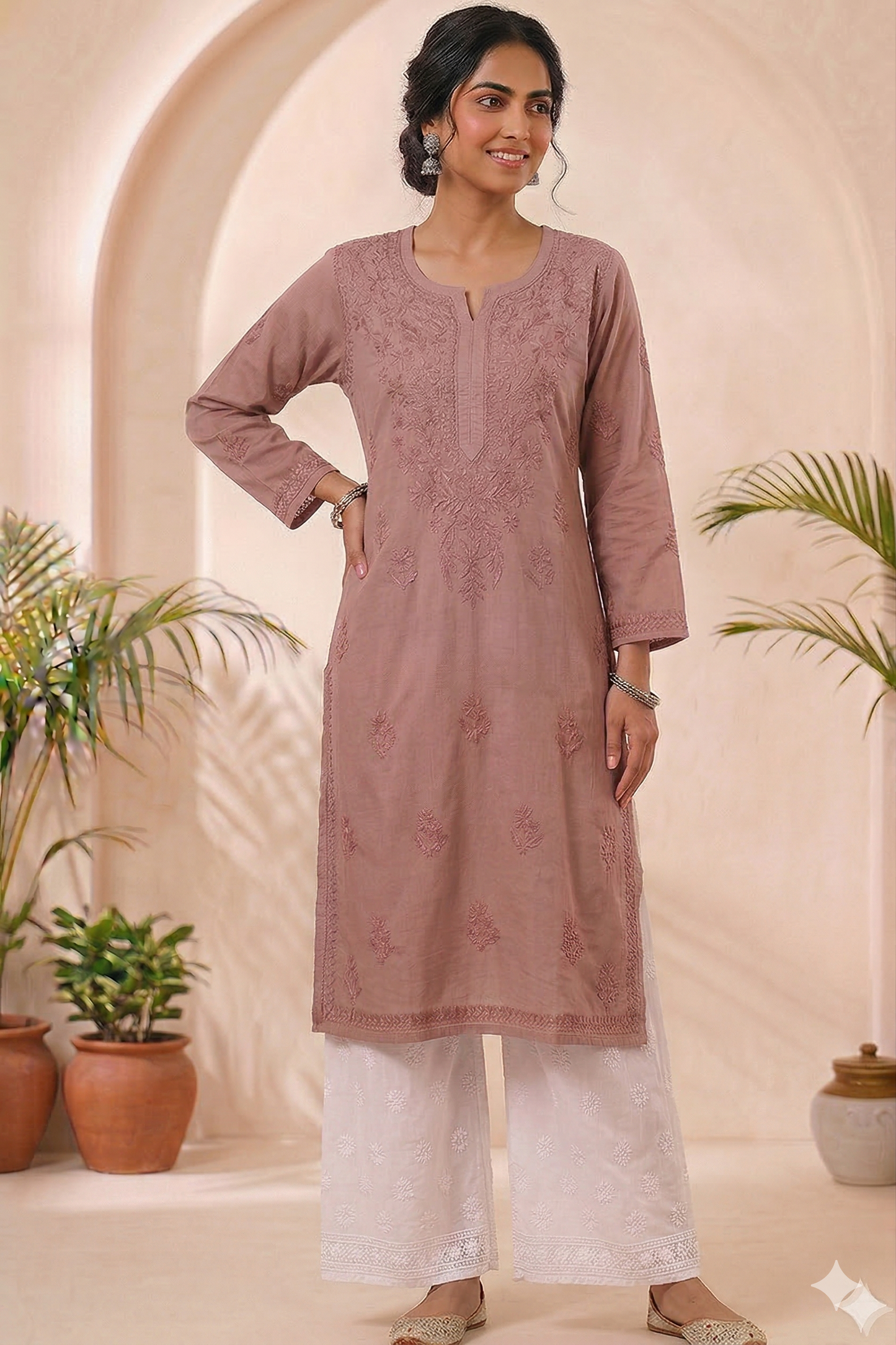 KIRAN MAUVE COTTON LONG KURTA