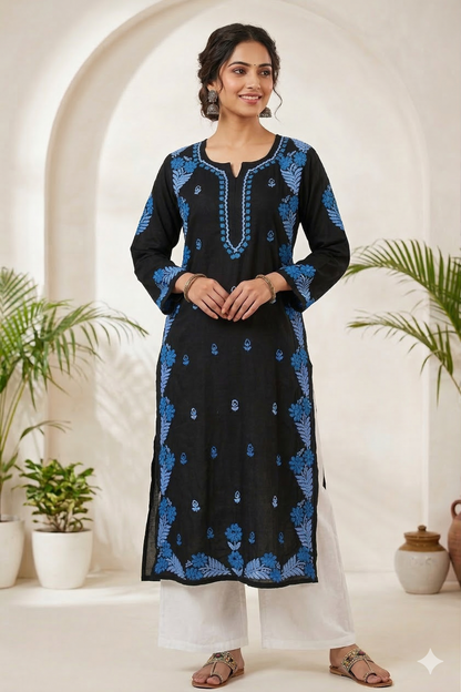 SAFIYA BLACK & BLUE MODAL LONG KURTA