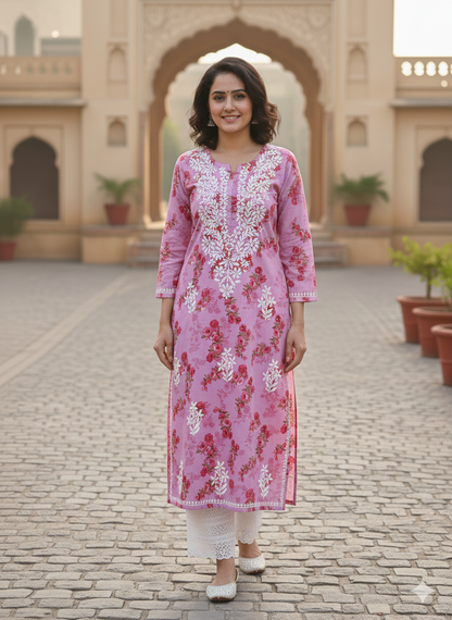 SANIA LAVENDER LONG MULMUL KURTA
