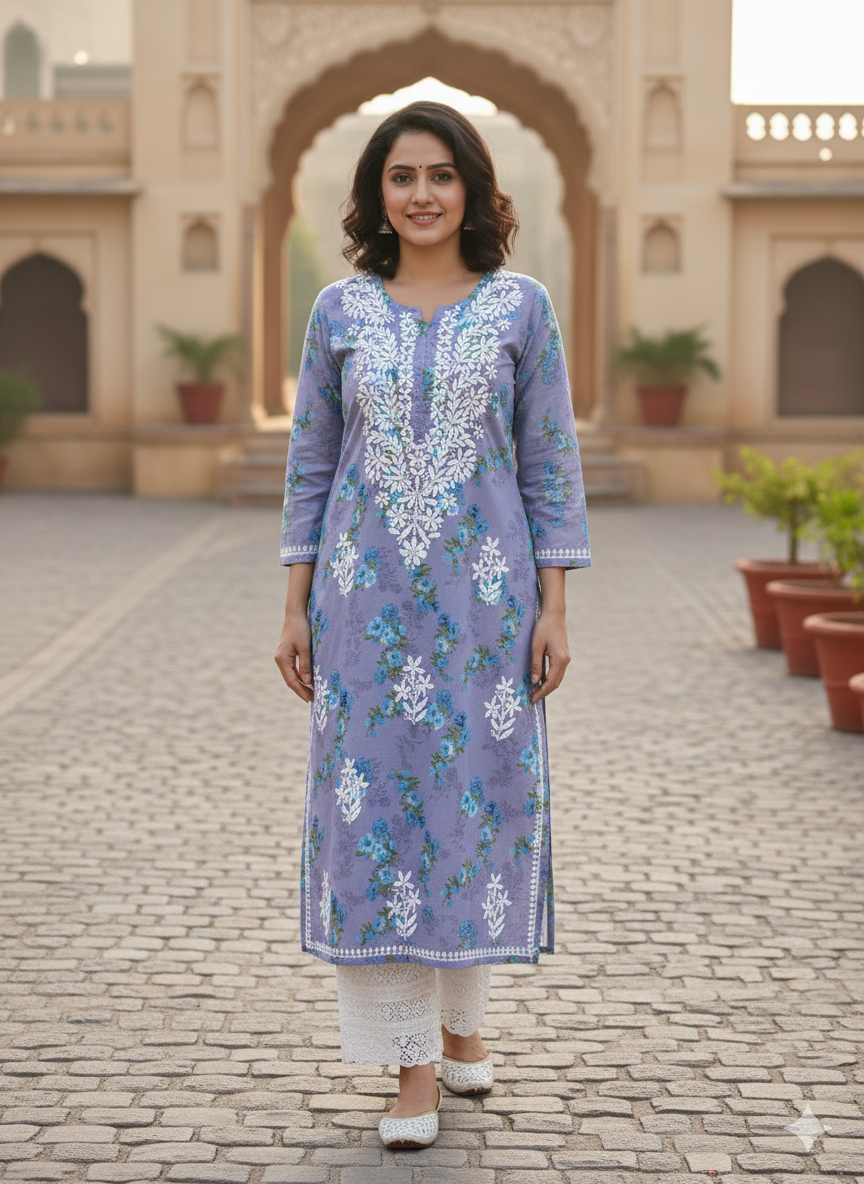 SANIA GREY LONG MULMUL KURTA