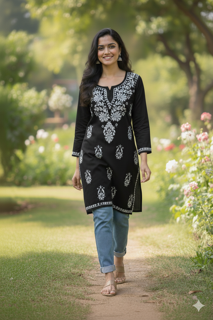 AMAYA BLACK RAYON SHORT KURTA