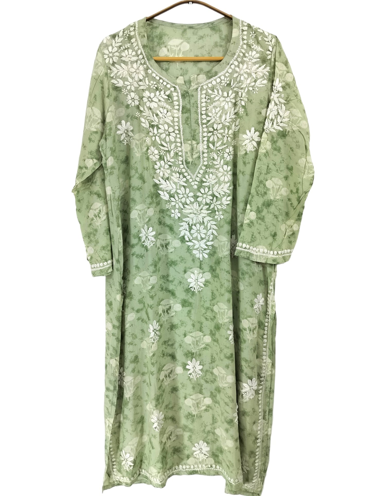PASTEL GREEN MODAL PRINTED LONG KURTA