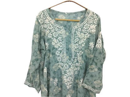 PASTEL BLUE MODAL PRINTED LONG KURTA