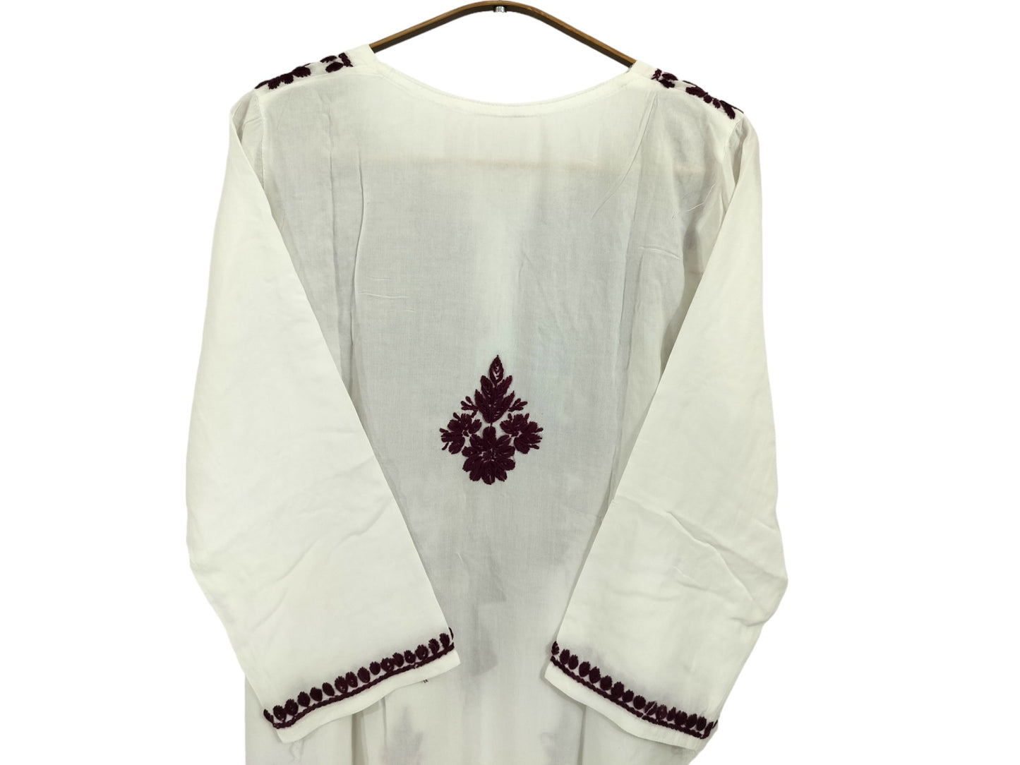 WHITE AND PURPLE LONG RAYON KURTA