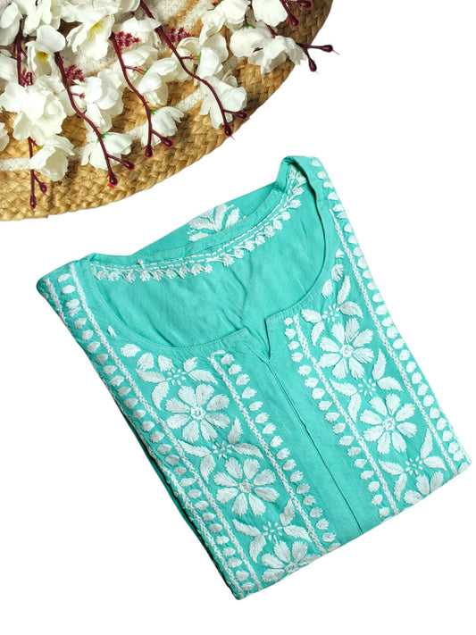 LILY MINT GREEN LONG RAYON KURTA