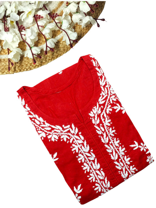 RED COTTON LONG KURTA