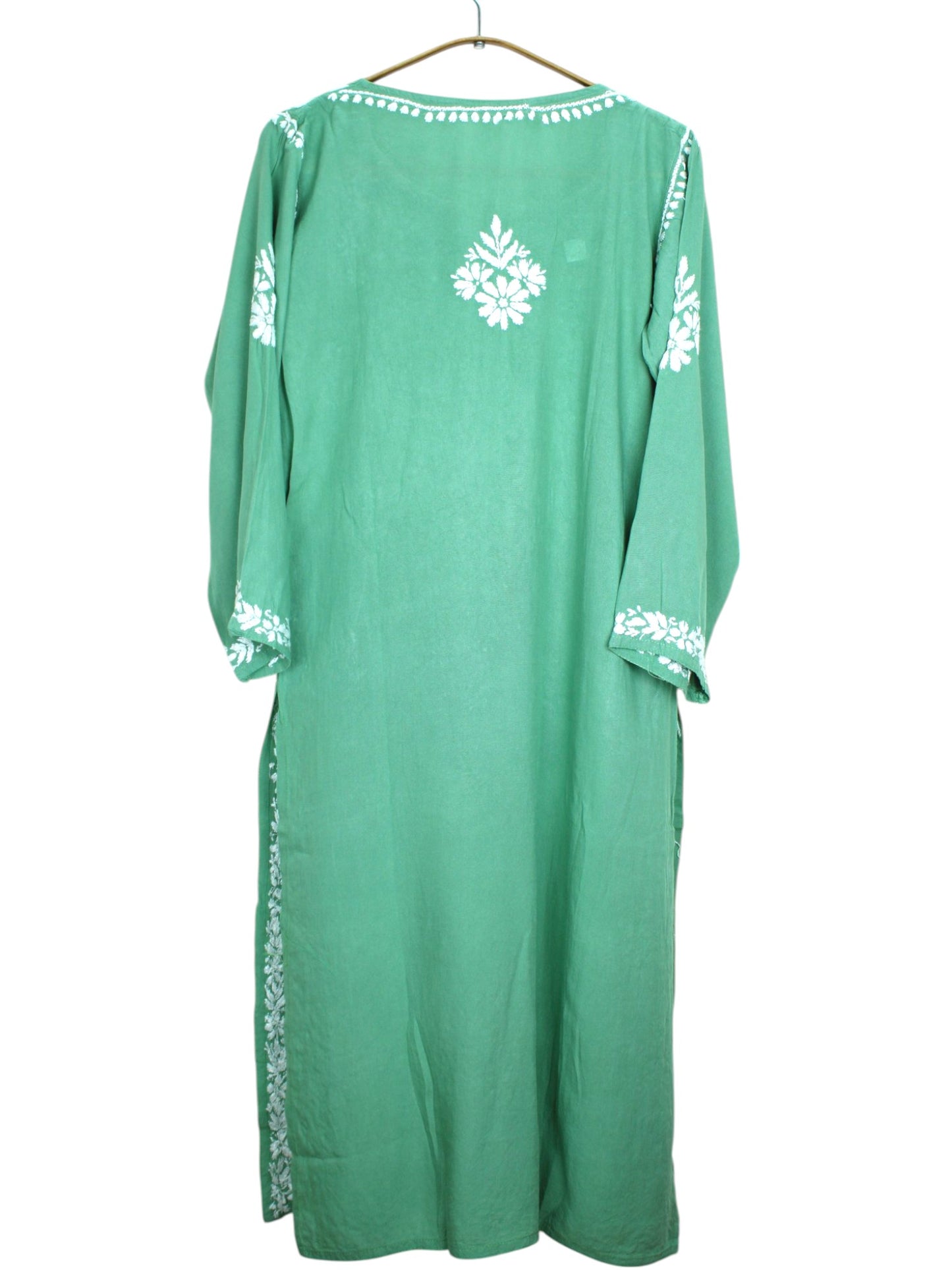ANAYAH PISTA GREEN KURTA SET WITH FLORAL CHIKANKARI