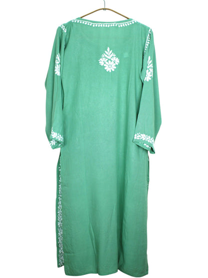ANAYAH PISTA GREEN KURTA SET WITH FLORAL CHIKANKARI