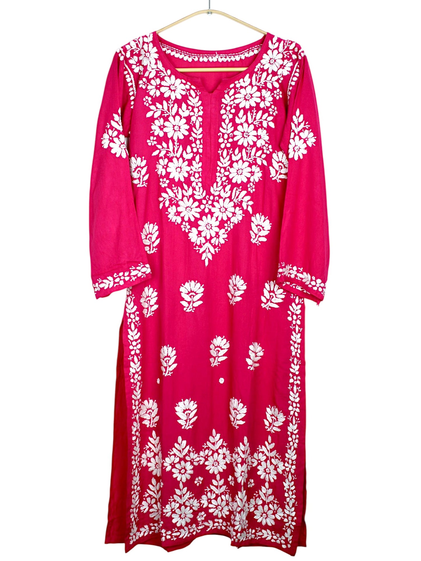 ANAYAH RANI PINK KURTA SET WITH FLORAL CHIKANKARI