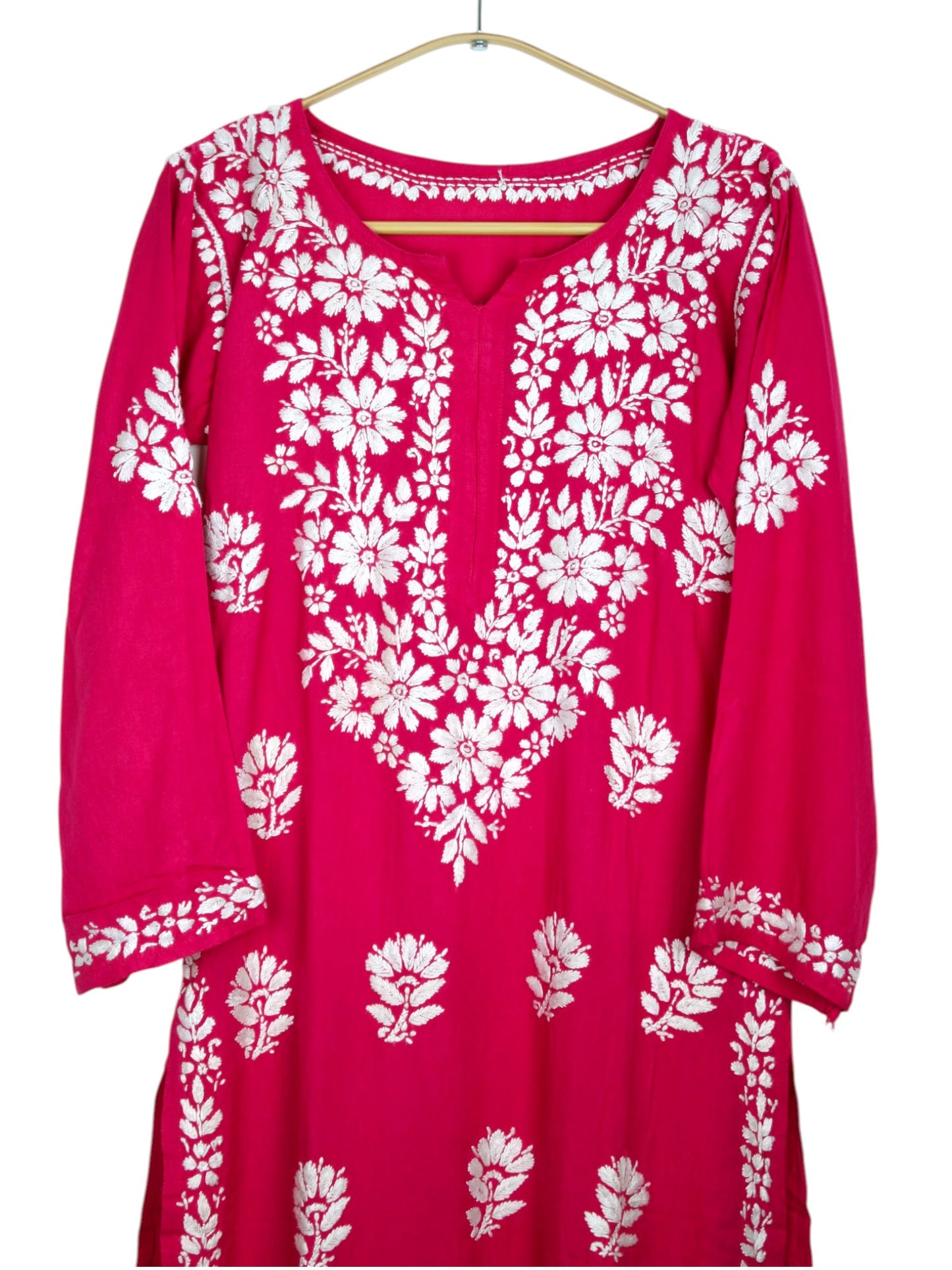 ANAYAH RANI PINK KURTA SET WITH FLORAL CHIKANKARI