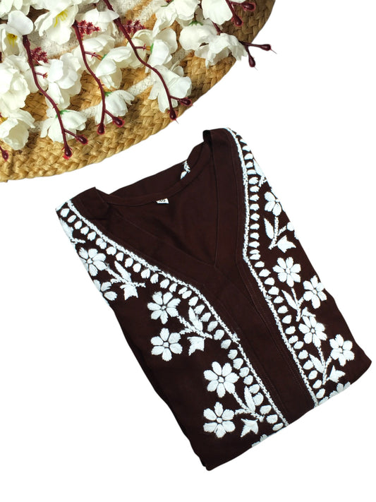 ZIMAL ELEGANT BROWN LONG RAYON KURTA
