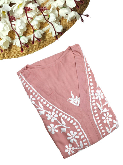ZIMAL ELEGANT DUSTY PEACH LONG RAYON KURTA