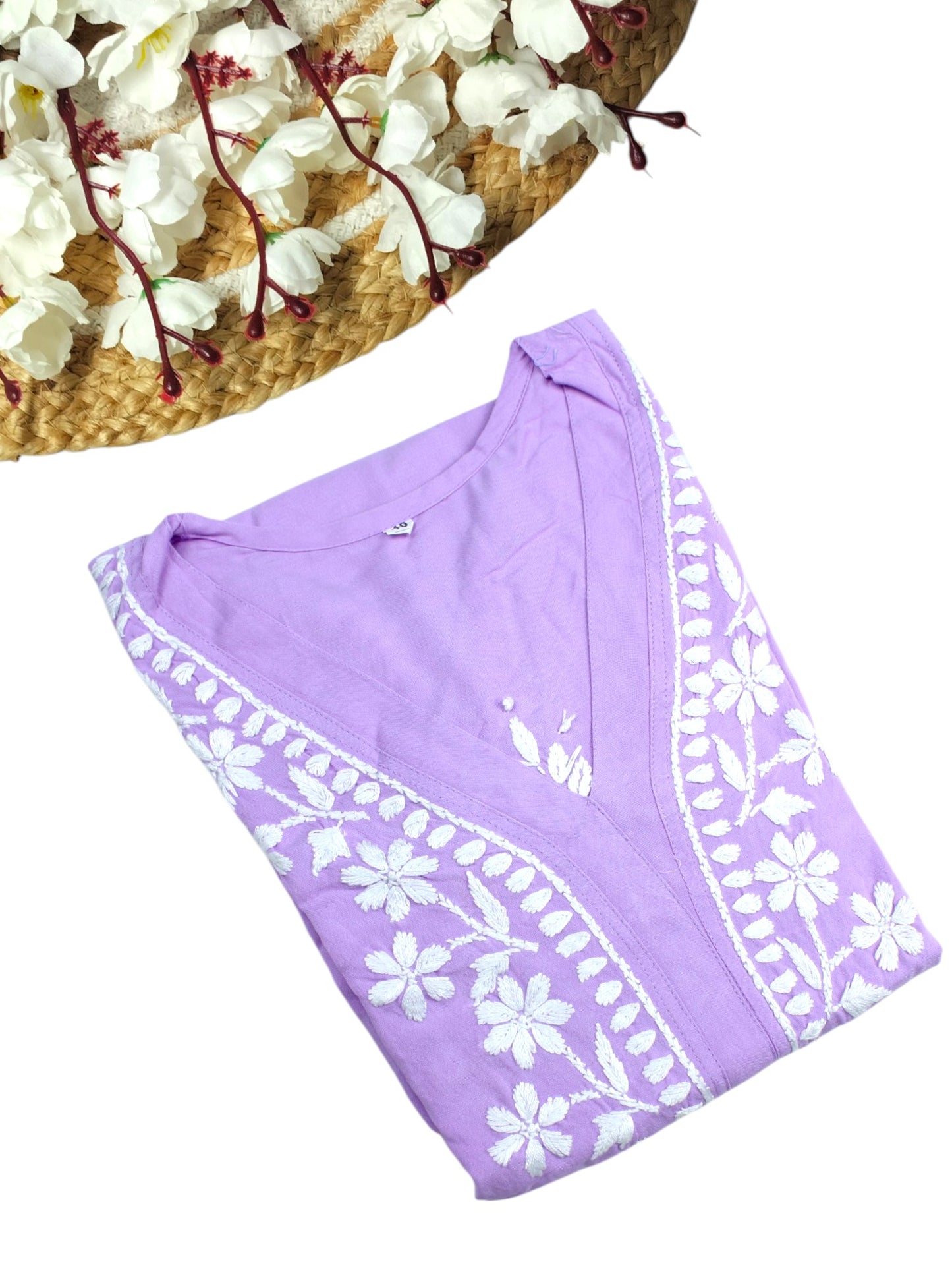 ZIMAL ELEGANT LAVENDER LONG RAYON KURTA