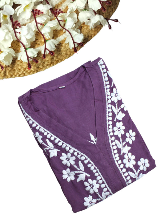 ZIMAL ELEGANT PLUM LONG RAYON KURTA