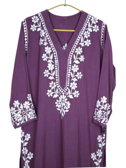 ZIMAL ELEGANT PLUM LONG RAYON KURTA