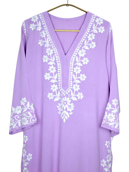 ZIMAL ELEGANT LAVENDER LONG RAYON KURTA