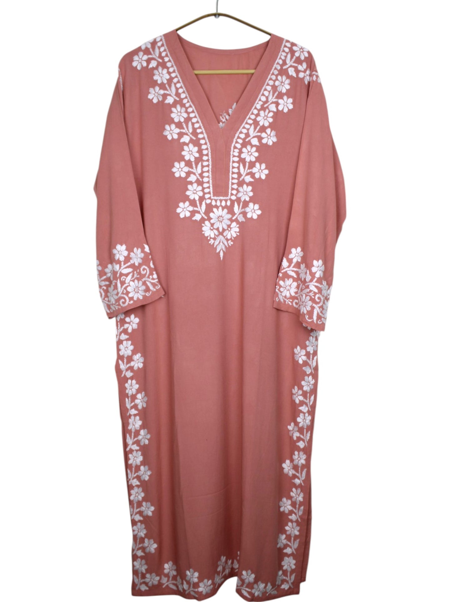 ZIMAL ELEGANT DUSTY PEACH LONG RAYON KURTA
