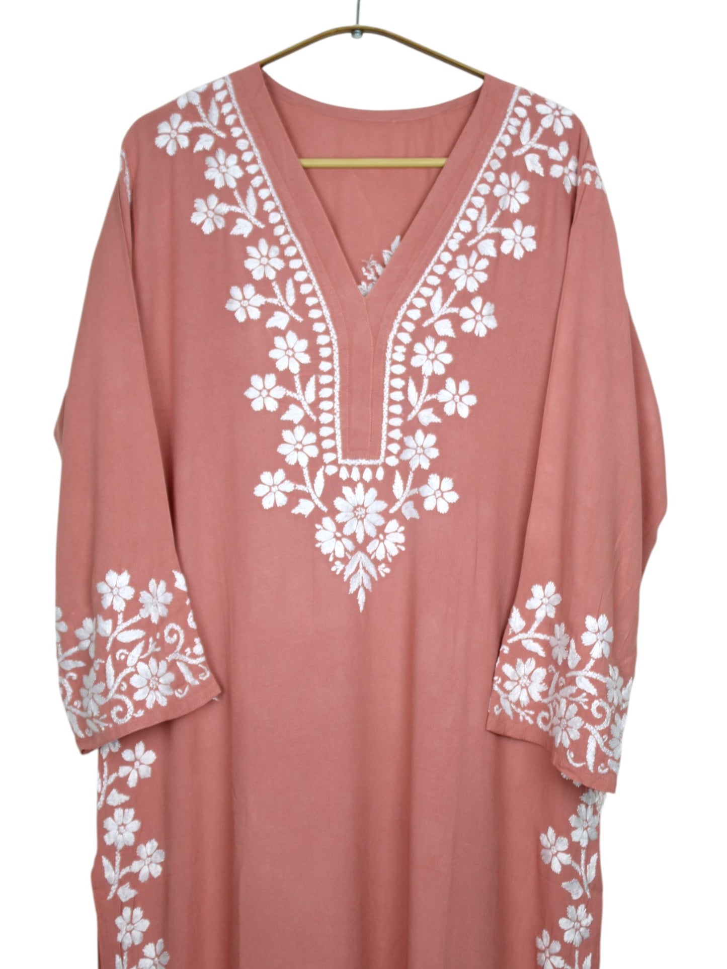 ZIMAL ELEGANT DUSTY PEACH LONG RAYON KURTA