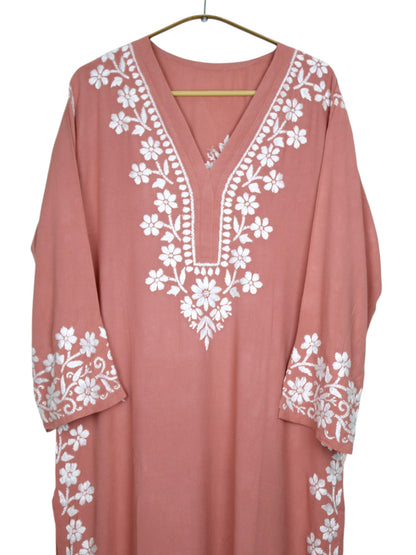 ZIMAL ELEGANT DUSTY PEACH LONG RAYON KURTA
