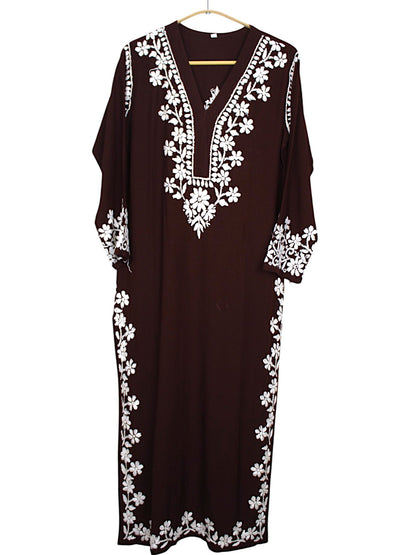 ZIMAL ELEGANT BROWN LONG RAYON KURTA