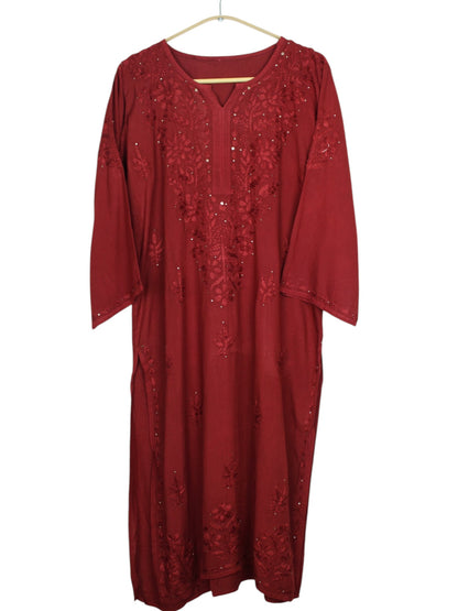 BROWN RAYON MUKAISH LONG KURTA