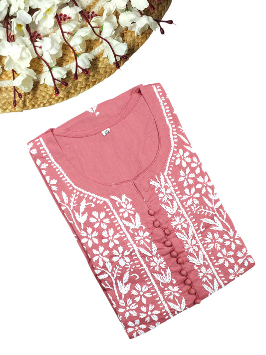 AYAT PEACH COTTON LONG KURTA