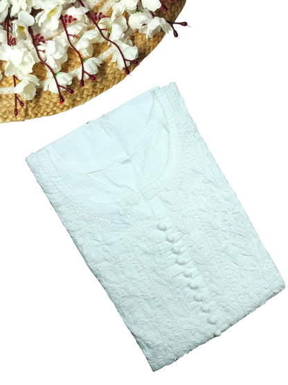 AYAT WHITE COTTON LONG KURTA