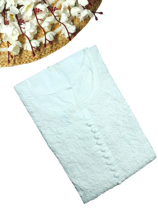AYAT WHITE COTTON LONG KURTA
