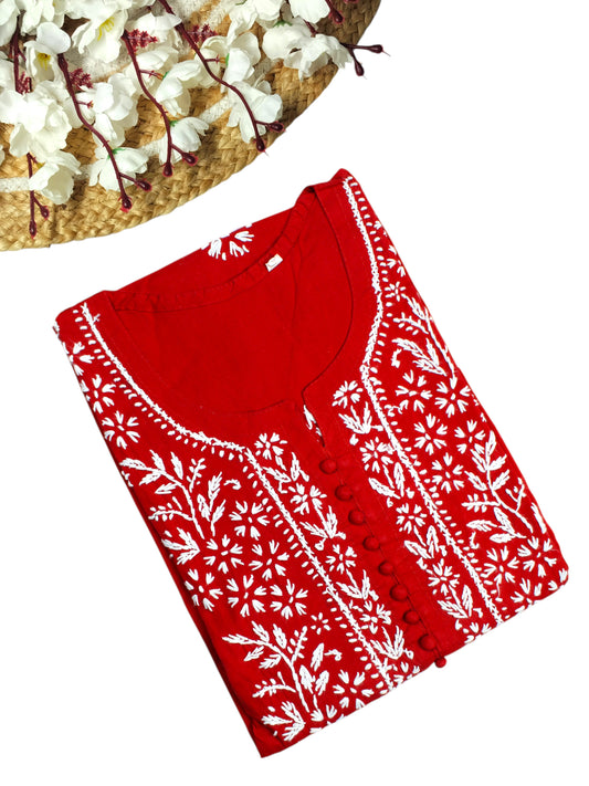 AYAT RED COTTON LONG KURTA