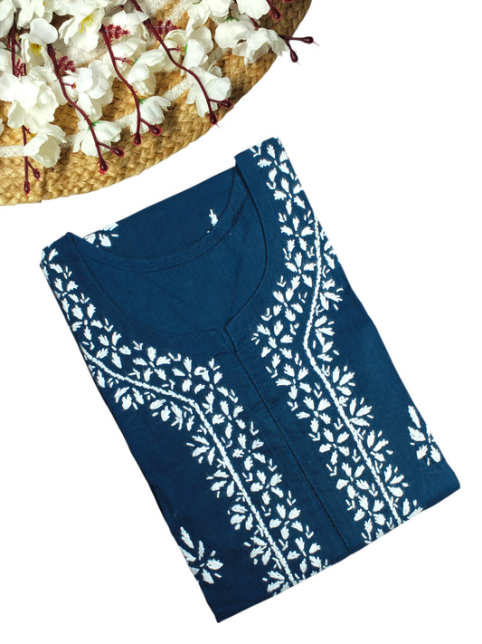 ZOYA TEAL BLUE COTTON LONG KURTA