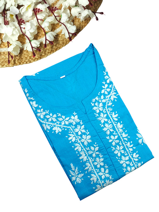 ZOYA SKY BLUE COTTON LONG KURTA