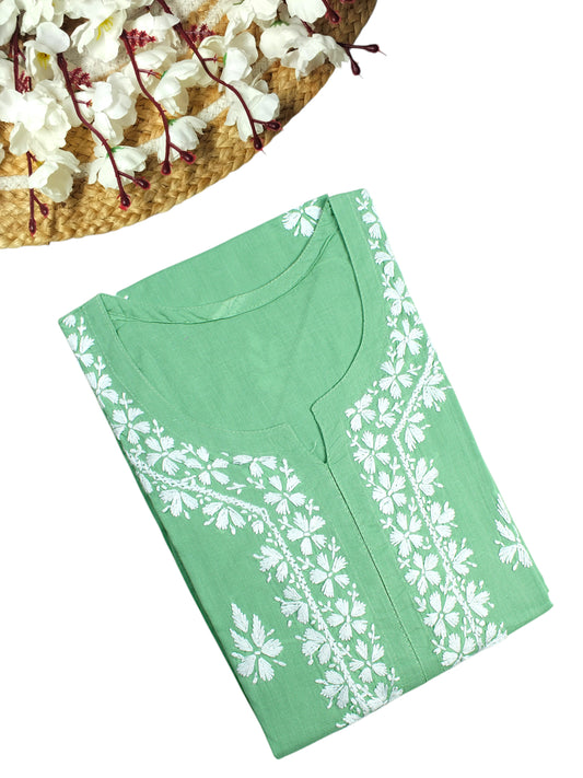 ZOYA SEA GREEN COTTON LONG KURTA