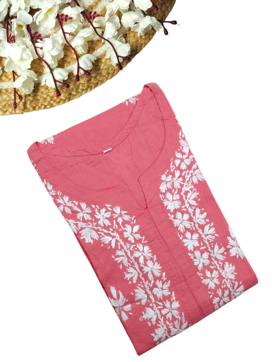 ZOYA PEACH COTTON LONG KURTA