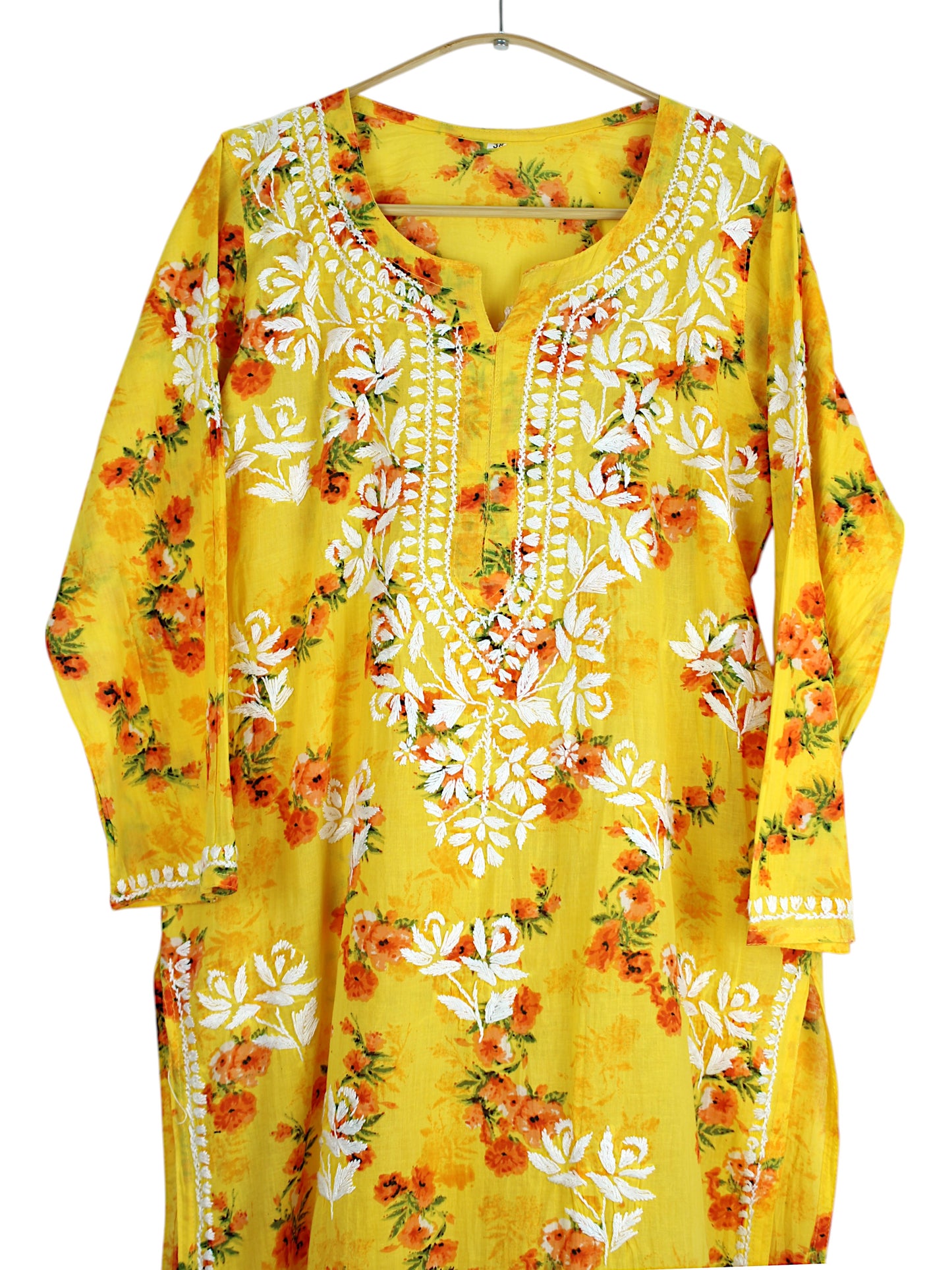 DANIA YELLOW LONG MULMUL KURTA SET