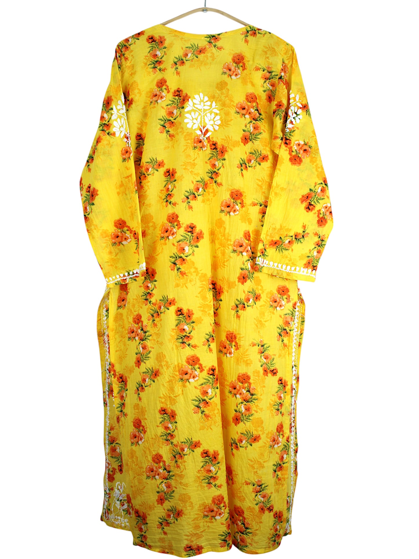 DANIA YELLOW LONG MULMUL KURTA SET