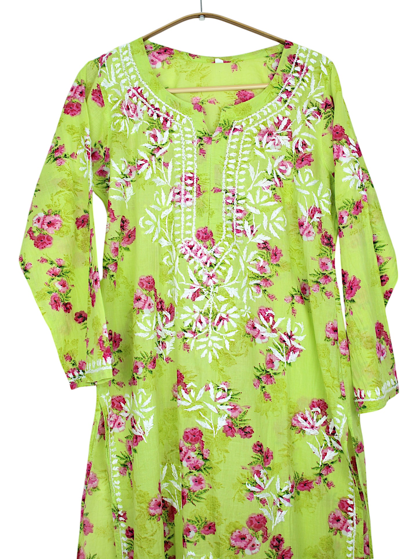 DANIA GREEN LONG MULMUL KURTA SET