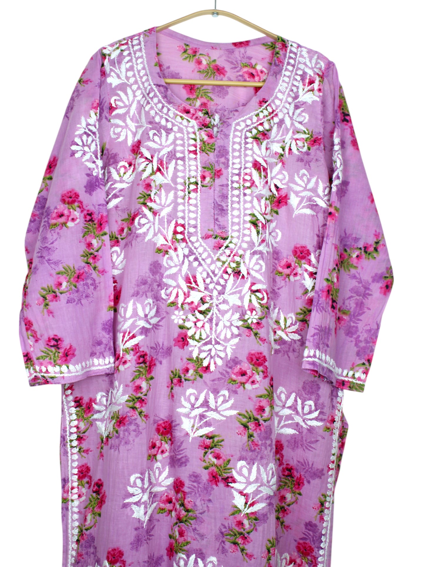 DANIA LAVENDER LONG MULMUL KURTA SET