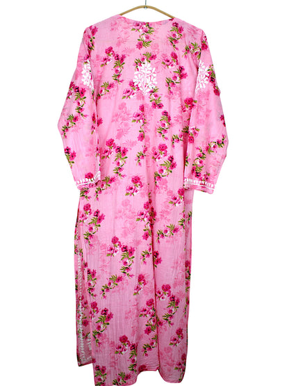 DANIA PINK LONG MULMUL KURTA SET