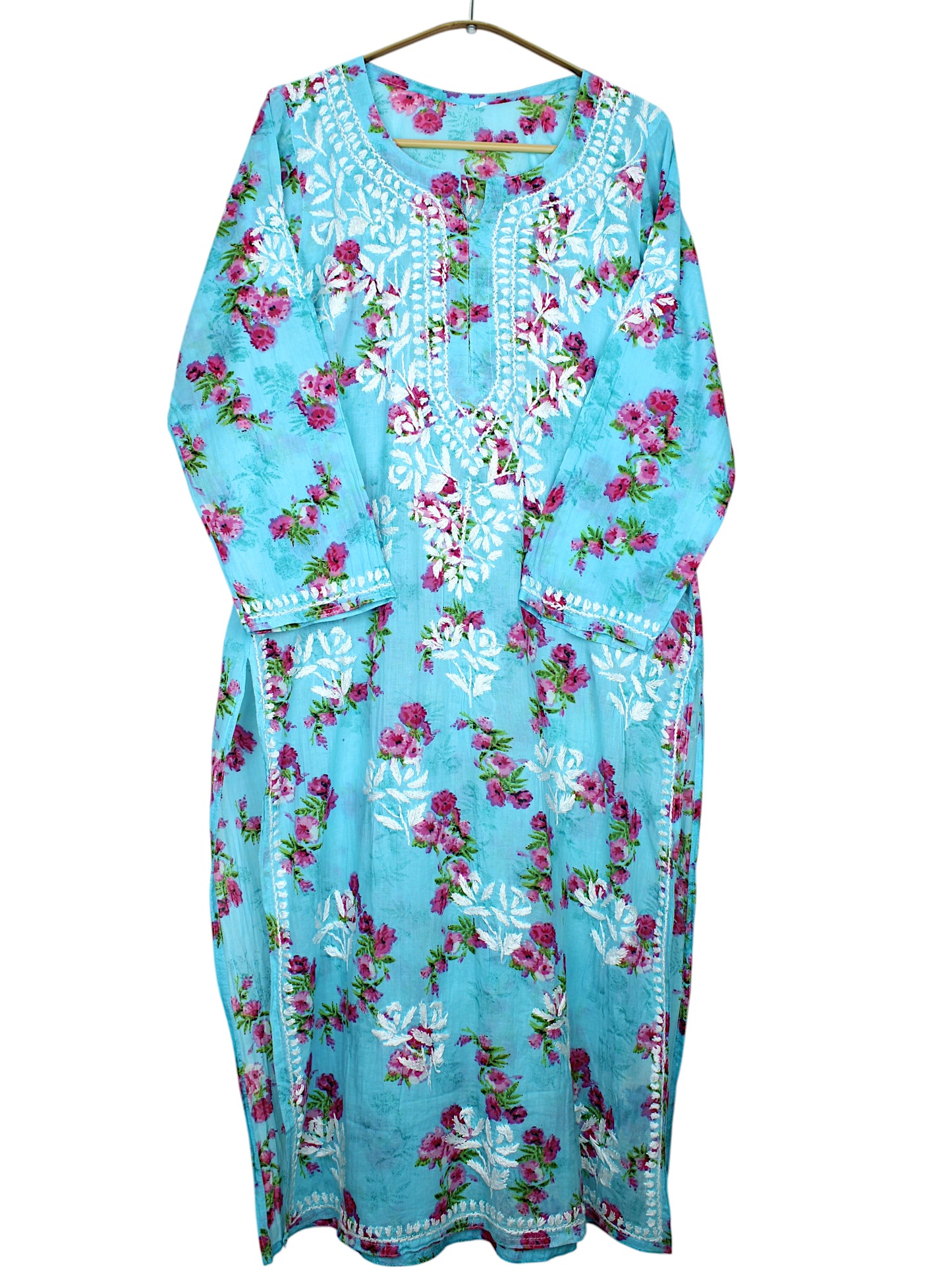 DANIA BLUE LONG MULMUL KURTA SET