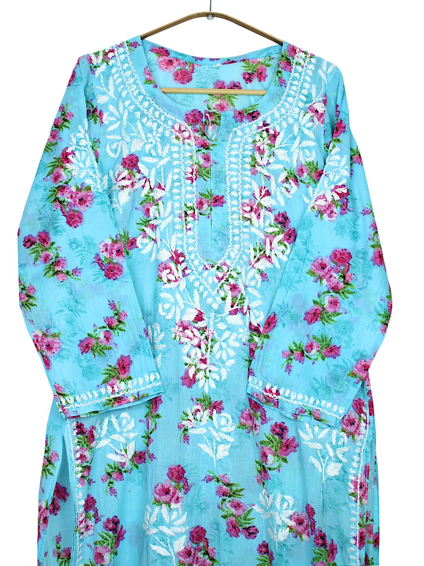 DANIA BLUE LONG MULMUL KURTA SET